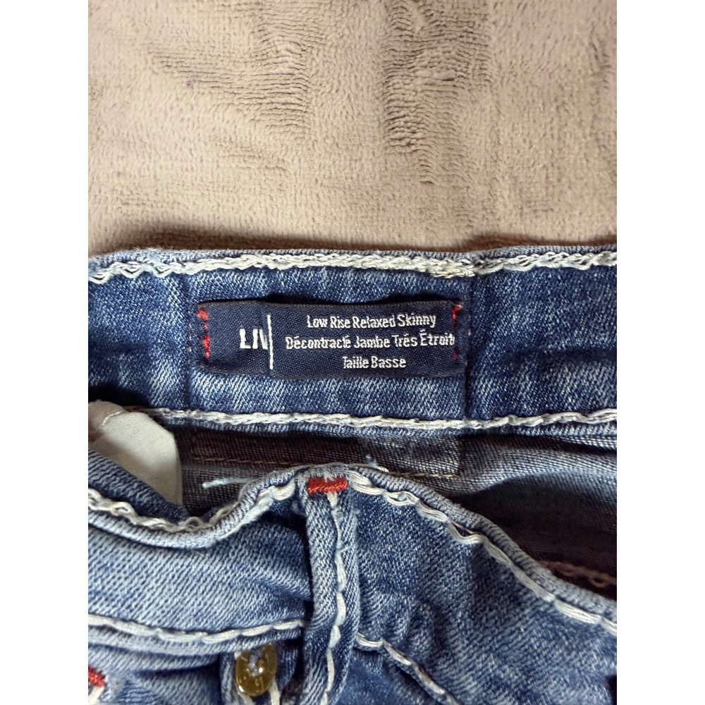 True Religion Liv Low Rise Relaxed Skinny Jeans Medium Wash Blue Size 25
